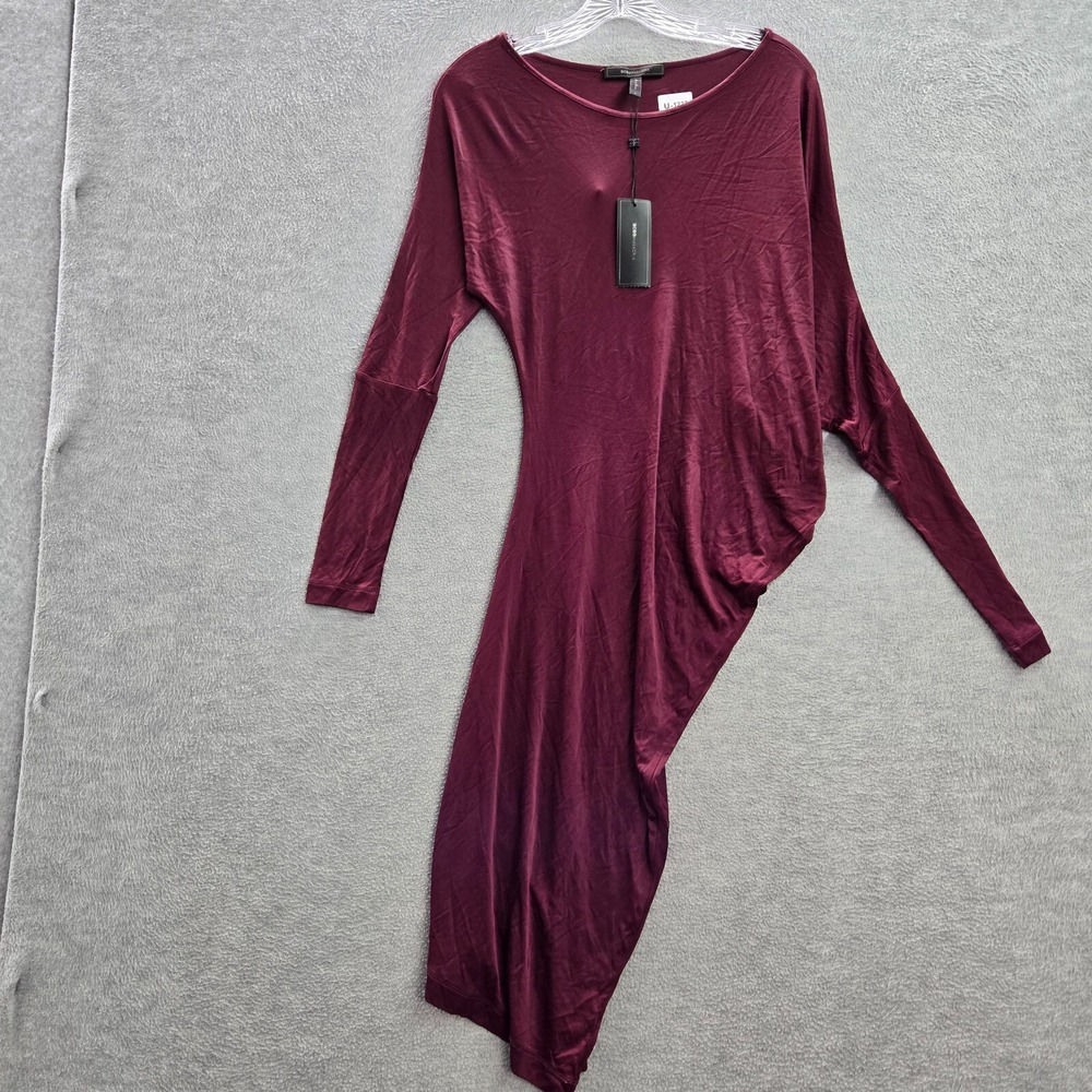 BCBGMaxaria Women Dress Small Red Asymmetrical Laheld Long Sleeve NWT